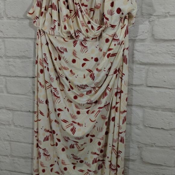 MM Free People Daria Ivory Abstract Halter Neck Open Back Slit Maxi Dress NWT S - Picture 7 of 13